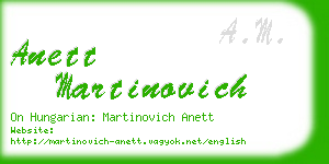 anett martinovich business card